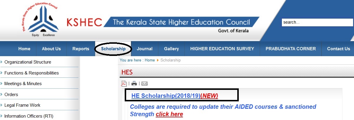 Kshec.kerala.gov.in HES 2018-19 : Higher Education Scholarship – Www ...